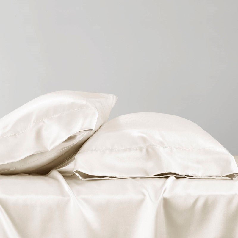 Luxurious And Elegant Satin Pillowcases - Ivory - 2PC - Quahog Bay Bedding