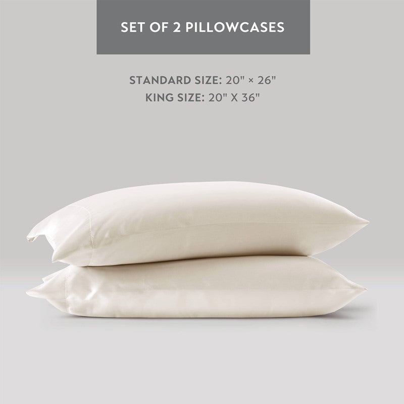 Luxurious And Elegant Satin Pillowcases - Ivory - 2PC - Quahog Bay Bedding
