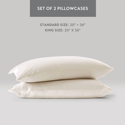 Luxurious And Elegant Satin Pillowcases - Ivory - 2PC - Quahog Bay Bedding