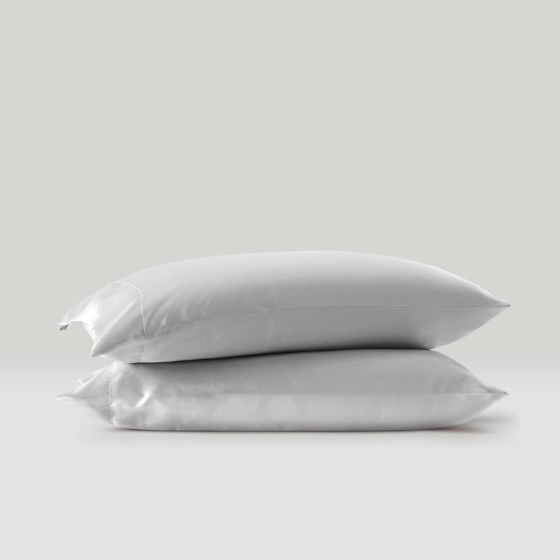 Luxurious And Elegant Satin Pillowcases - Light Grey - 2PC - Quahog Bay Bedding