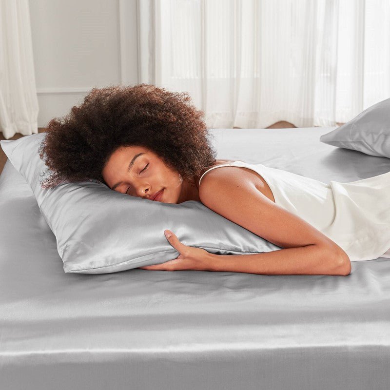 Luxurious And Elegant Satin Pillowcases - Light Grey - 2PC - Quahog Bay Bedding