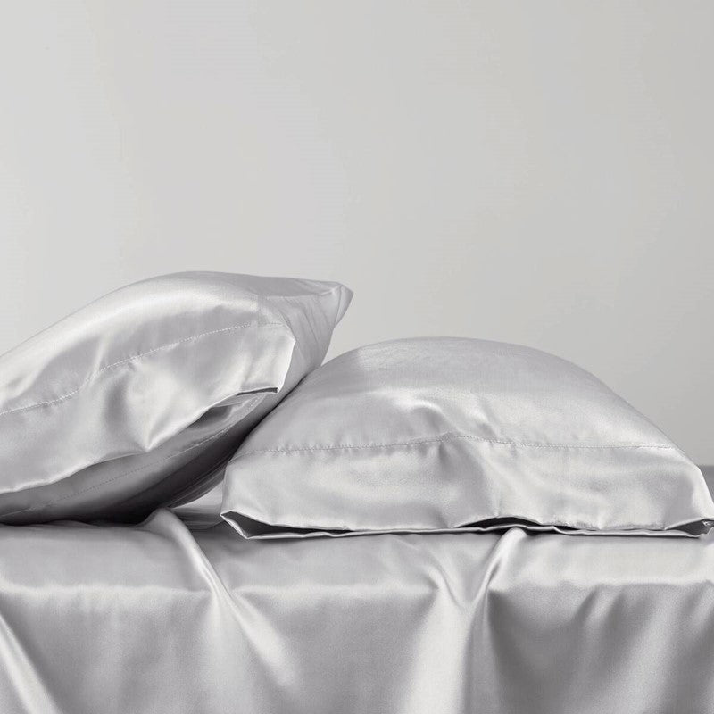 Luxurious And Elegant Satin Pillowcases - Light Grey - 2PC - Quahog Bay Bedding