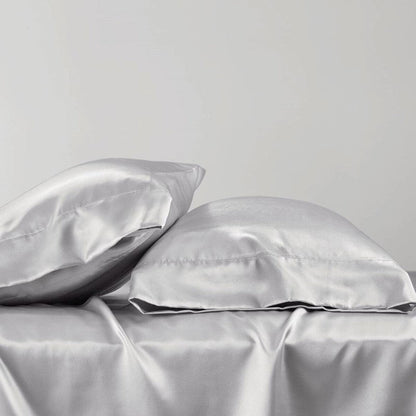Luxurious And Elegant Satin Pillowcases - Light Grey - 2PC - Quahog Bay Bedding