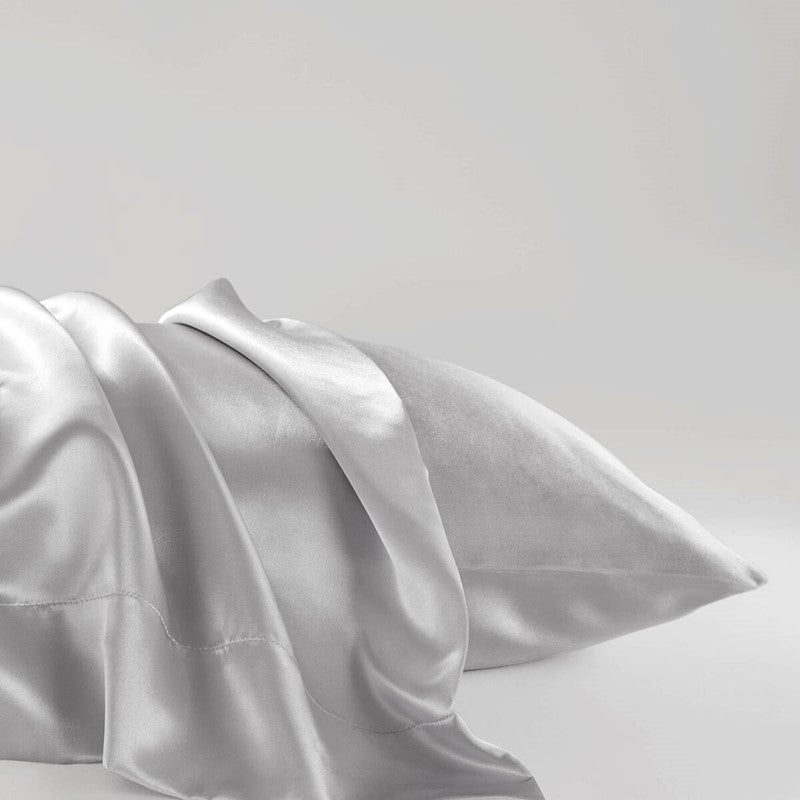 Luxurious And Elegant Satin Pillowcases - Light Grey - 2PC - Quahog Bay Bedding