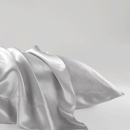 Luxurious And Elegant Satin Pillowcases - Light Grey - 2PC - Quahog Bay Bedding