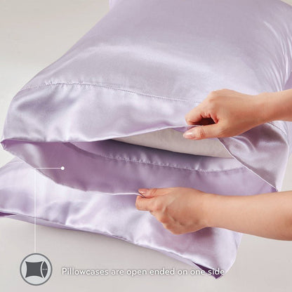 Luxurious And Elegant Satin Pillowcases - Lilac - 2PC - Quahog Bay Bedding