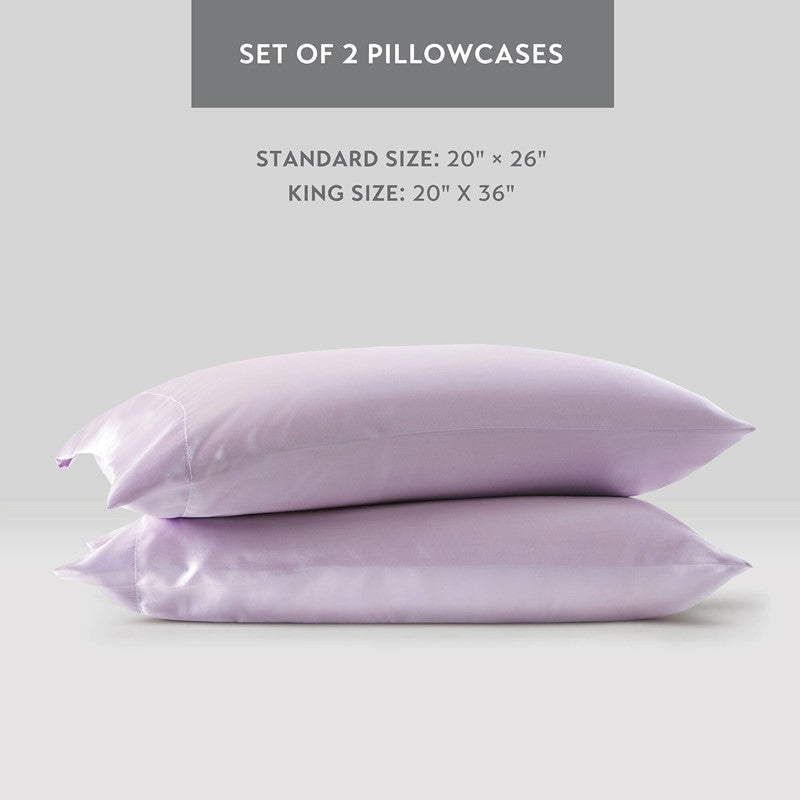 Luxurious And Elegant Satin Pillowcases - Lilac - 2PC - Quahog Bay Bedding
