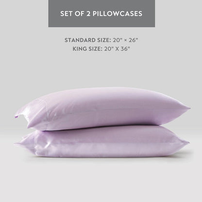 Luxurious And Elegant Satin Pillowcases - Lilac - 2PC - Quahog Bay Bedding