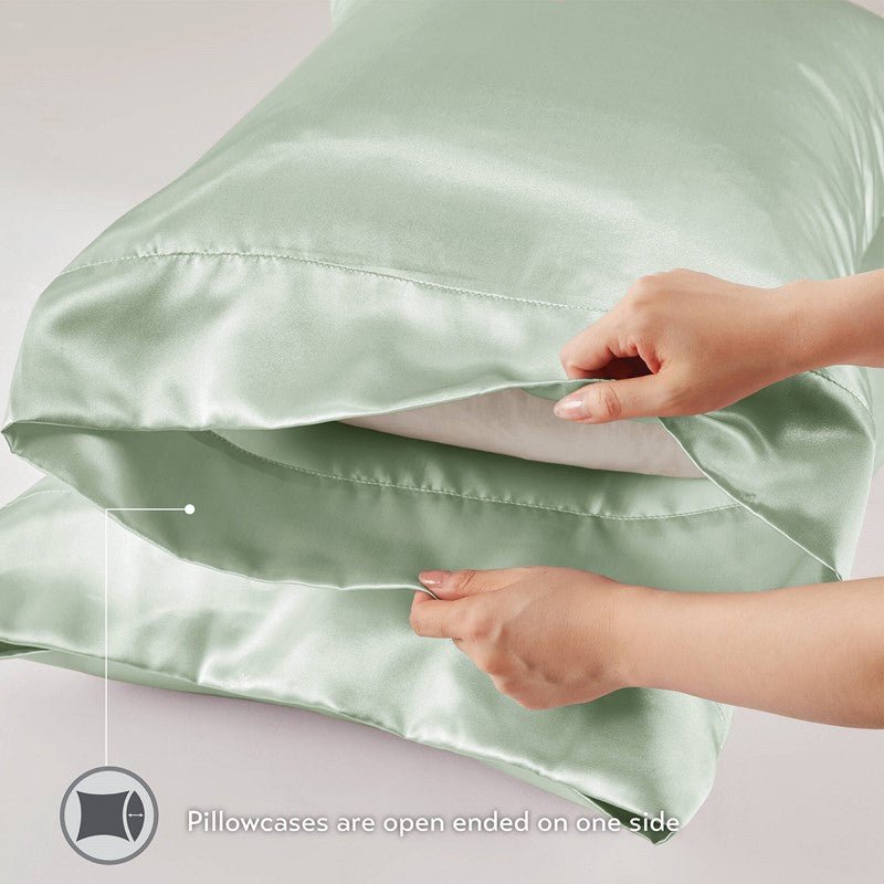 Luxurious And Elegant Satin Pillowcases - Sage - 2PC - Quahog Bay Bedding