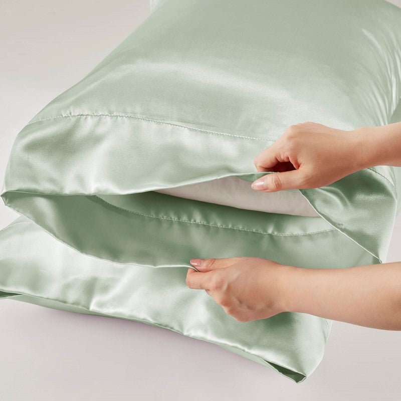Luxurious And Elegant Satin Pillowcases - Sage - 2PC - Quahog Bay Bedding