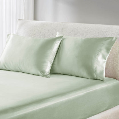 Luxurious And Elegant Satin Pillowcases - Sage - 2PC - Quahog Bay Bedding