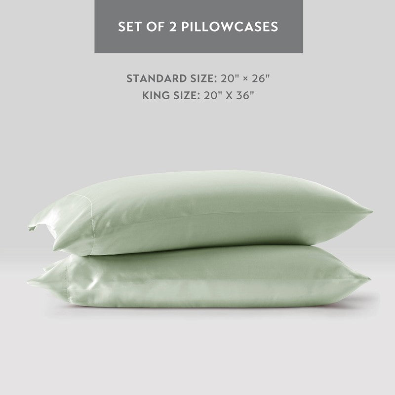 Luxurious And Elegant Satin Pillowcases - Sage - 2PC - Quahog Bay Bedding