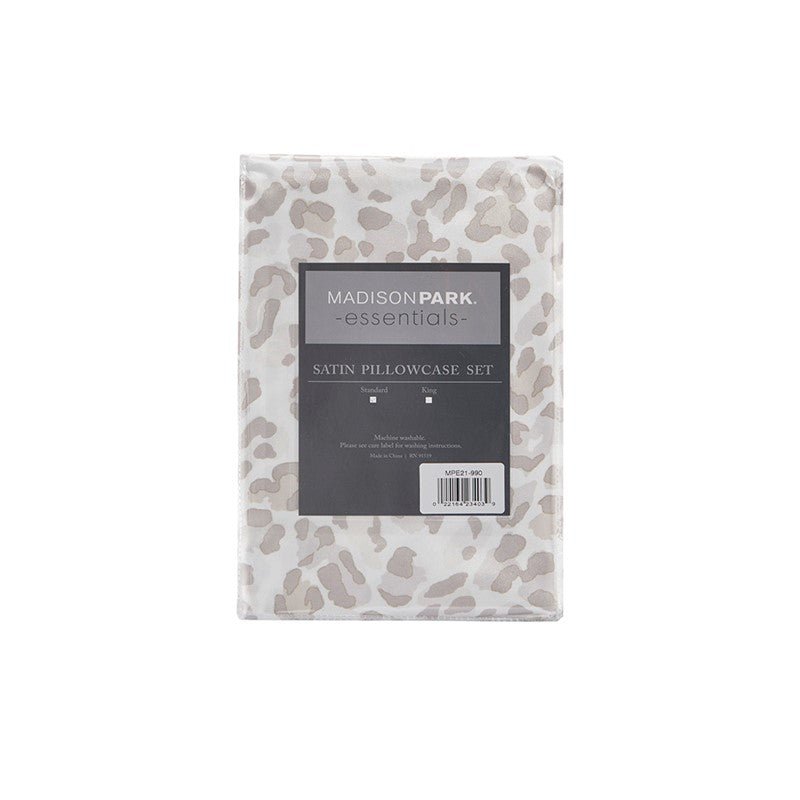 Luxurious And Elegant Satin Pillowcases - Taupe Leopard - 2PC - Quahog Bay Bedding