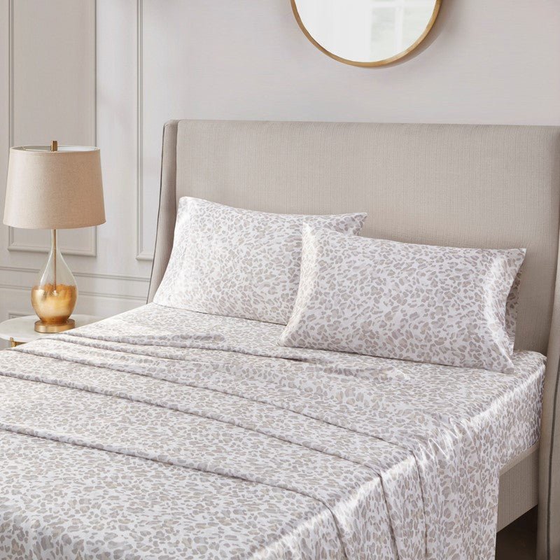 Luxurious And Elegant Satin Pillowcases - Taupe Leopard - 2PC - Quahog Bay Bedding