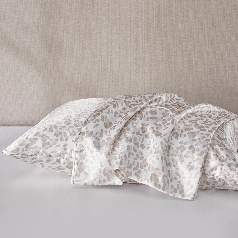 Luxurious And Elegant Satin Pillowcases - Taupe Leopard - 2PC - Quahog Bay Bedding