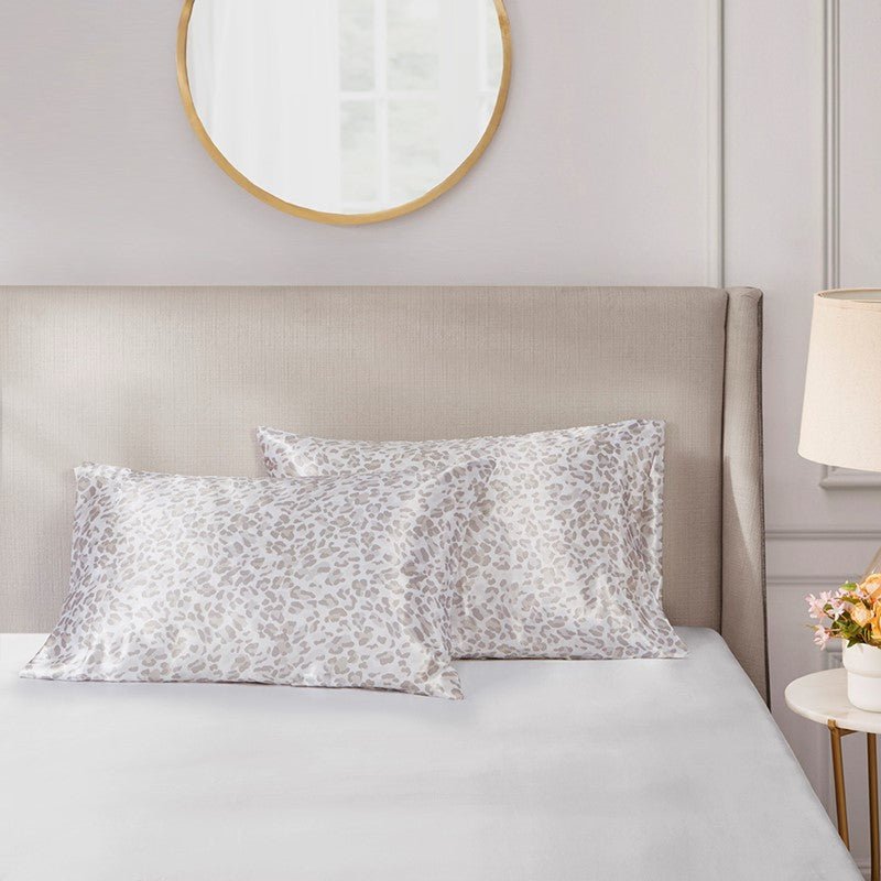Luxurious And Elegant Satin Pillowcases - Taupe Leopard - 2PC - Quahog Bay Bedding