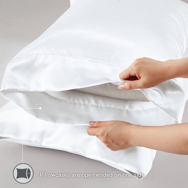 Luxurious And Elegant Satin Pillowcases - White - 2PC - Quahog Bay Bedding