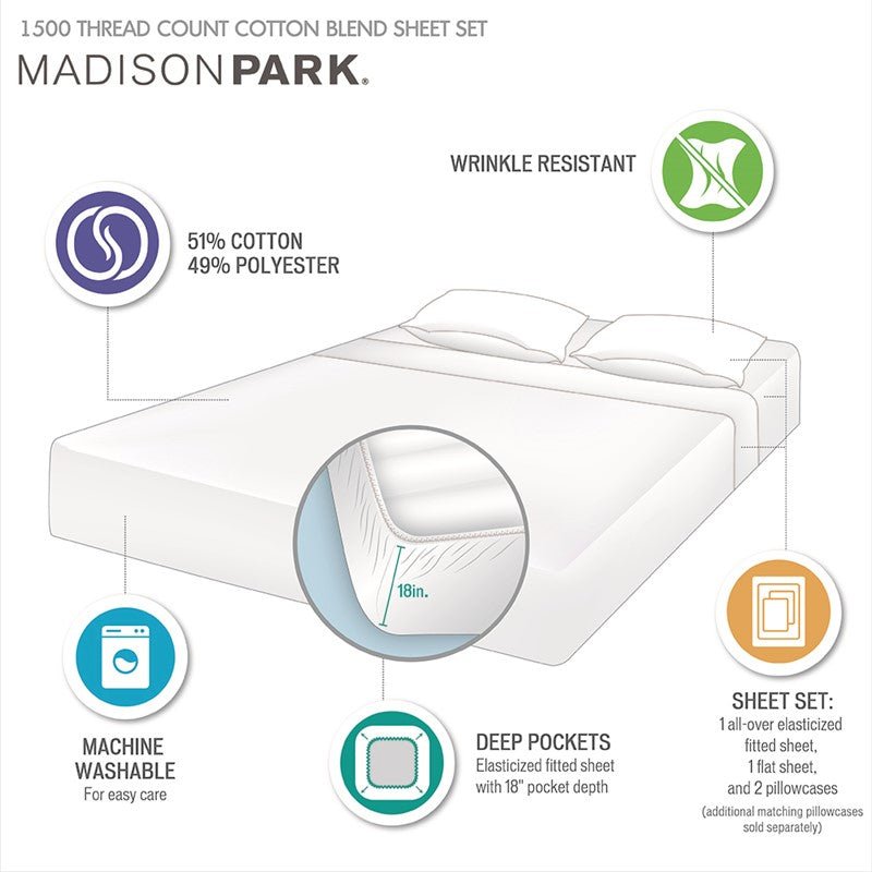 Luxury 1500TC Cotton Blend Sheet Set - Coastal Sheet Sets - Blue - Quahog Bay Bedding