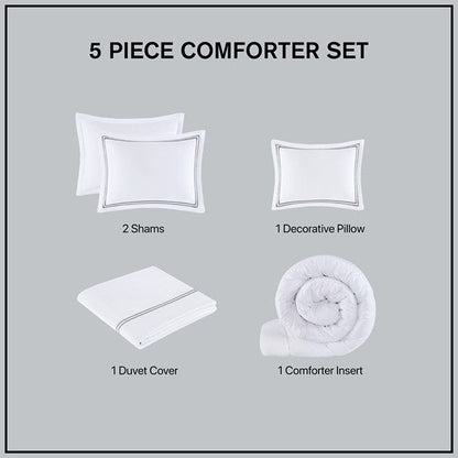 Luxury 500TC Cotton Embroidered Comforter Set 5 Piece Comforter Set - Quahog Bay Bedding