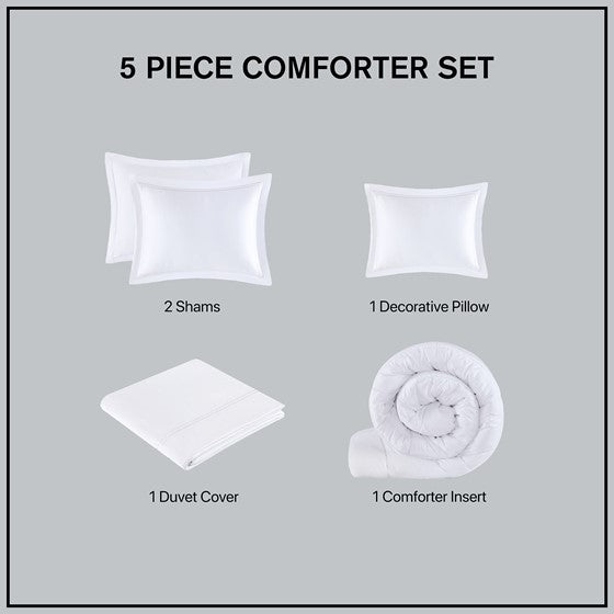 Madison Park Luxury 500TC Cotton Embroidered Comforter Set 5 Piece Comforter Set - Quahog Bay Bedding