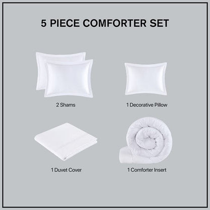 Madison Park Luxury 500TC Cotton Embroidered Comforter Set 5 Piece Comforter Set - Quahog Bay Bedding