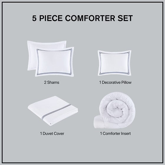 Luxury 500TC Cotton Embroidered Comforter Set 5 Piece Comforter Set - Quahog Bay Bedding