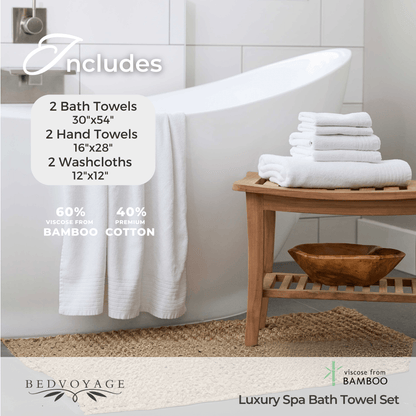 Luxury Bamboo 6 Piece Spa Towel Set – Cloud - Quahog Bay Bedding