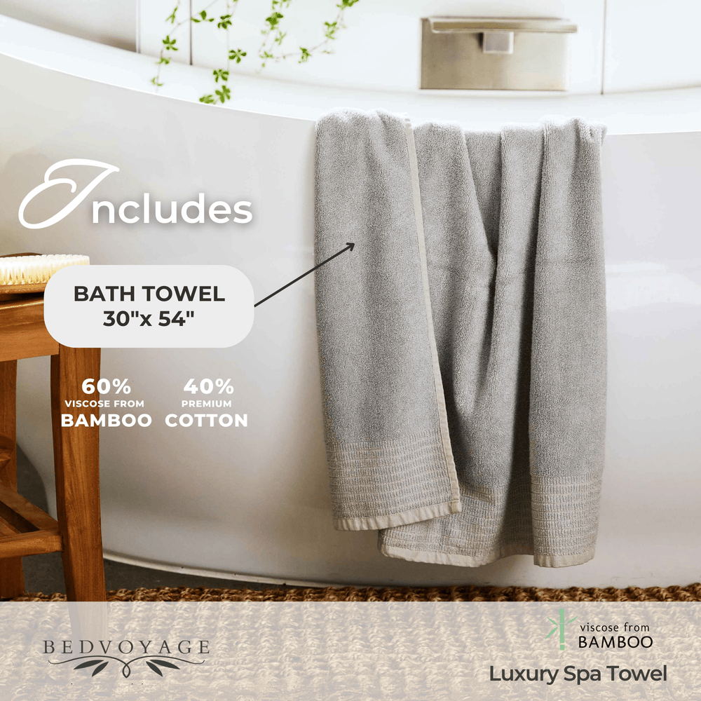 Luxury Bamboo Spa Bath Towel – Stone - Quahog Bay Bedding