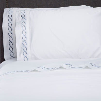 Luxury Coastal And Nautical 600TC 100% Cotton Rope Embroidered Sheet Set - Quahog Bay Bedding