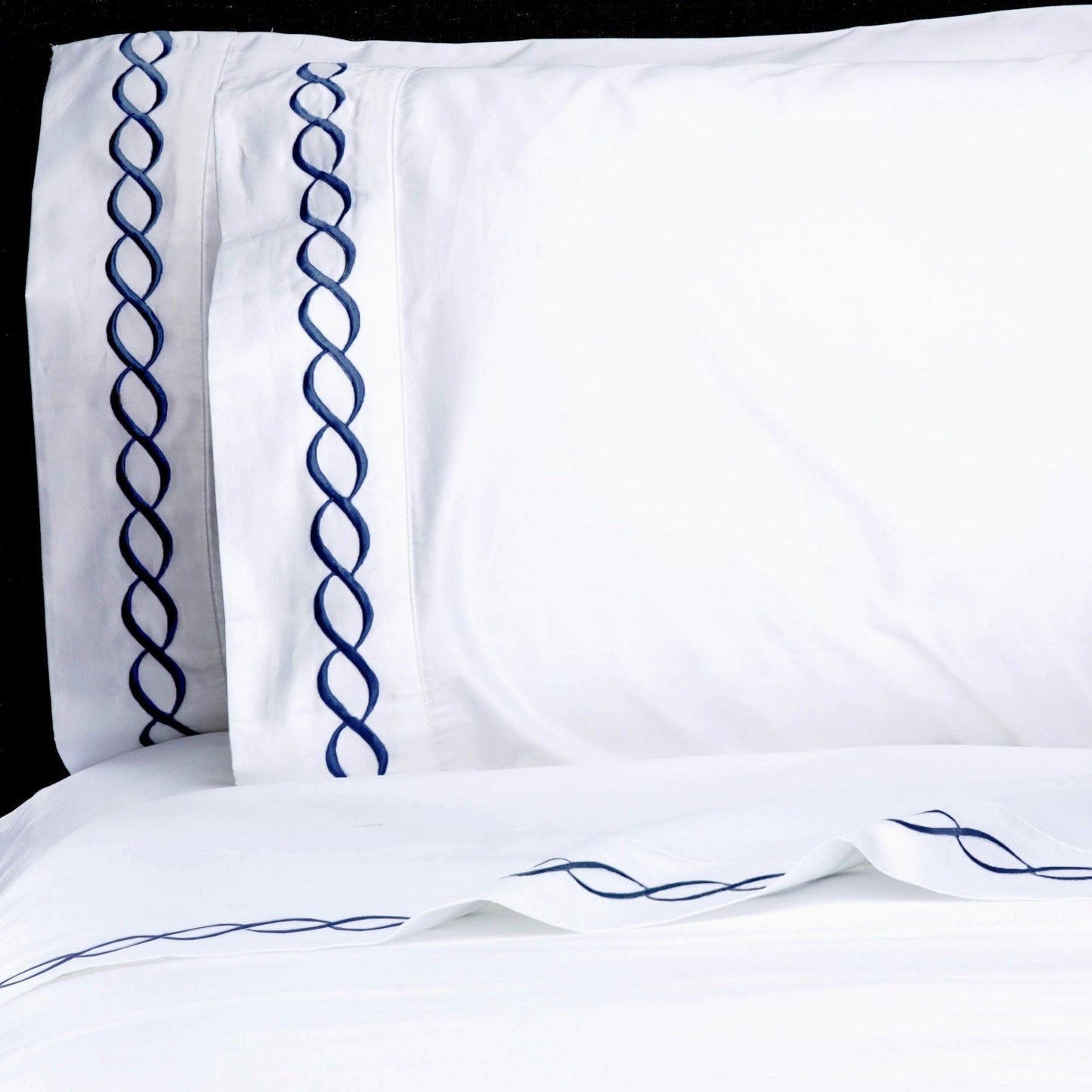 Luxury Coastal And Nautical 600TC 100% Cotton Rope Embroidered Sheet Set - Quahog Bay Bedding