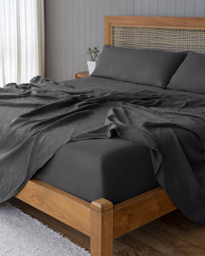 Luxury Stonewashed Linen Sheets Set - 100% European Stonewashed Linen - Quahog Bay Bedding