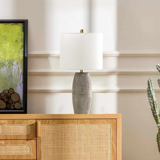 Mabayo Ribbed White Ceramic Table Lamp - Quahog Bay Bedding