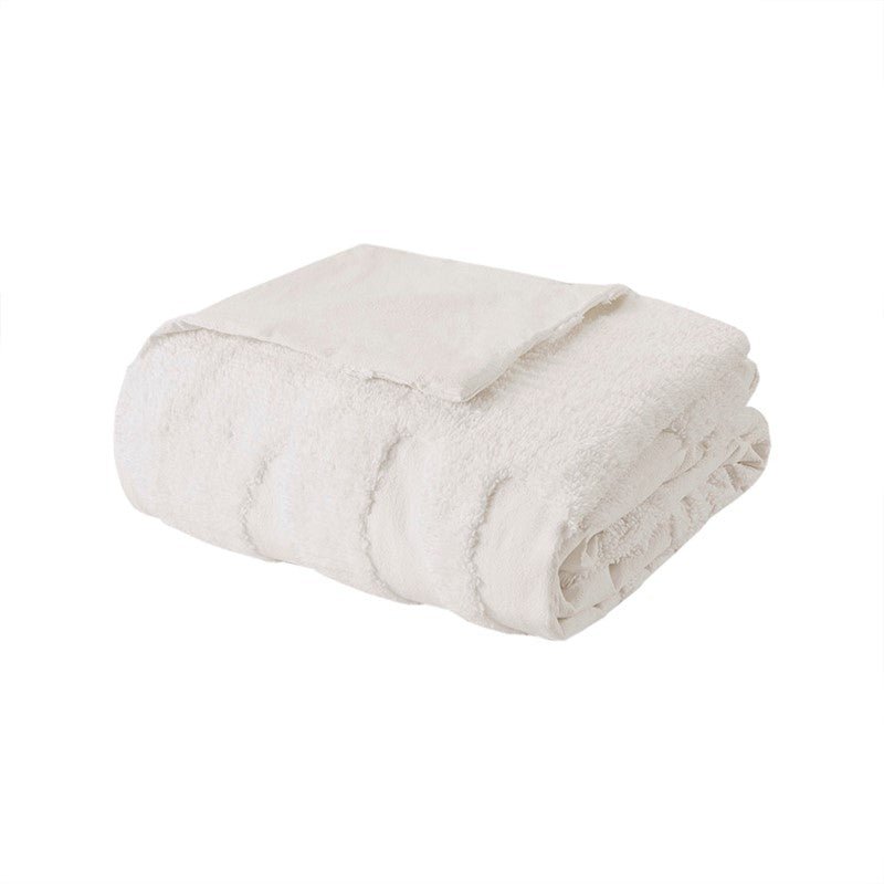 Madison Park Bahari Tufted Coastal Cotton Chenille Palm Duvet Cover Set 3PC - Quahog Bay Bedding