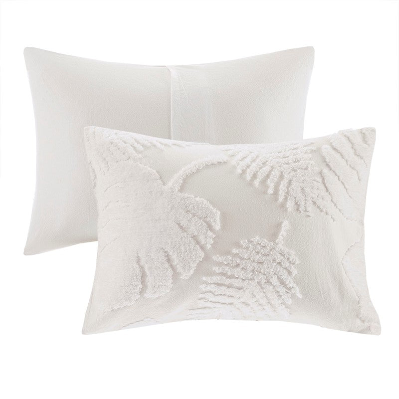 Madison Park Bahari Tufted Coastal Cotton Chenille Palm Duvet Cover Set 3PC - Quahog Bay Bedding