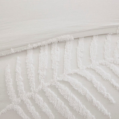 Madison Park Bahari Tufted Coastal Cotton Chenille Palm Duvet Cover Set 3PC - Quahog Bay Bedding