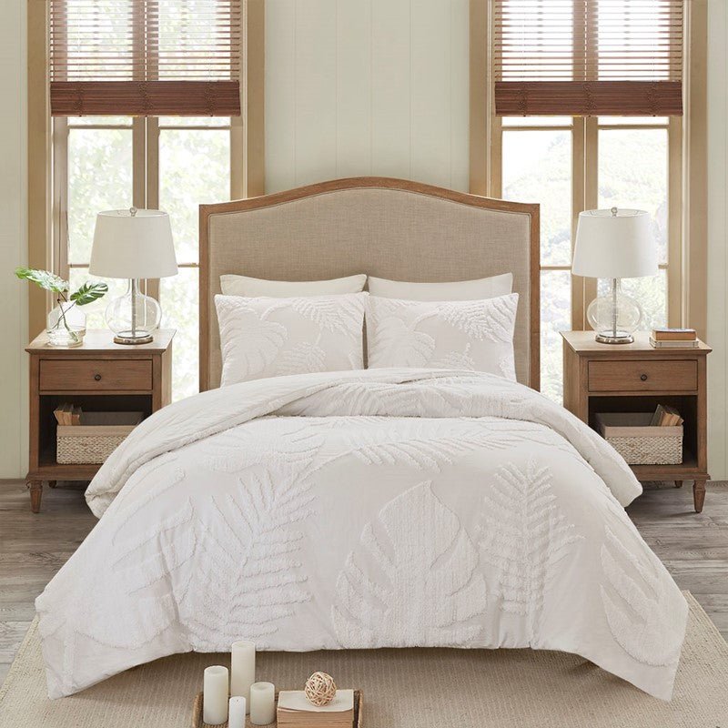 Madison Park Bahari Tufted Cotton Chenille Palm Coastal Comforter Set 3PC - Quahog Bay Bedding