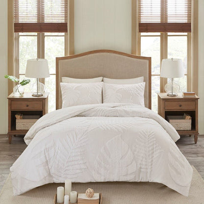 Madison Park Bahari Tufted Cotton Chenille Palm Coastal Comforter Set 3PC - Quahog Bay Bedding