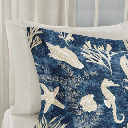 Madison Park Cape Cod 7PC Sateen Comforter Set - Nautical Bedding Sets - Quahog Bay Bedding