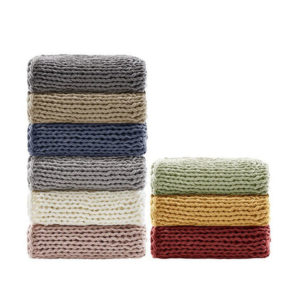 Madison Park Chunky Double Knit Handmade Throw Blanket - Blush - Quahog Bay Bedding