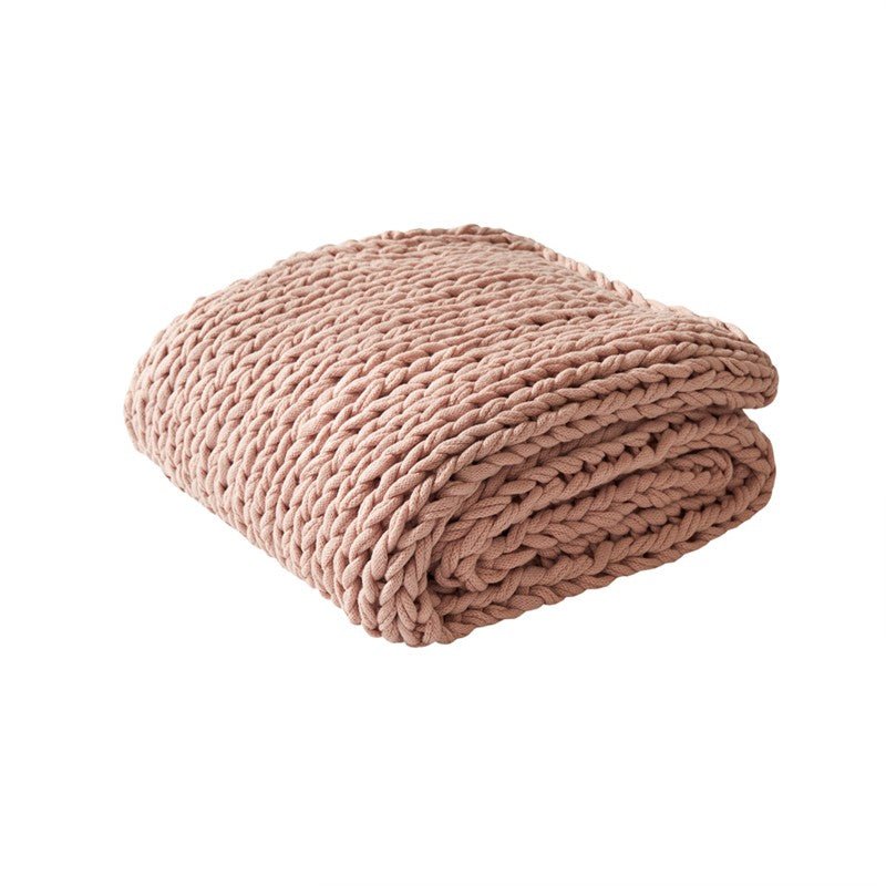 Madison Park Chunky Double Knit Handmade Throw Blanket - Blush - Quahog Bay Bedding