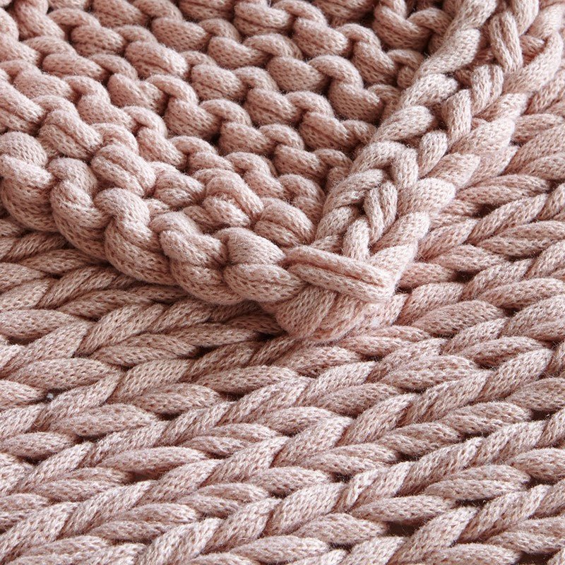 Madison Park Chunky Double Knit Handmade Throw Blanket - Blush - Quahog Bay Bedding
