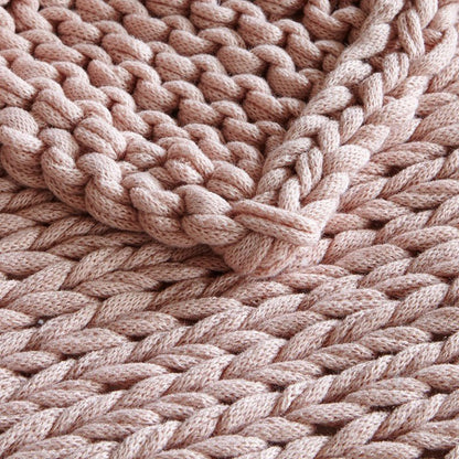 Madison Park Chunky Double Knit Handmade Throw Blanket - Blush - Quahog Bay Bedding