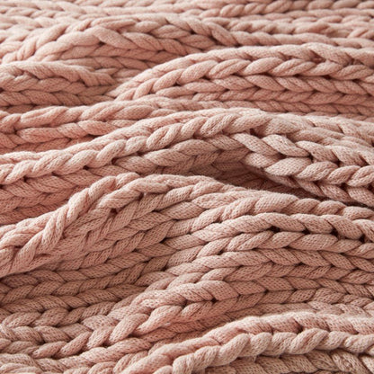 Madison Park Chunky Double Knit Handmade Throw Blanket - Blush - Quahog Bay Bedding