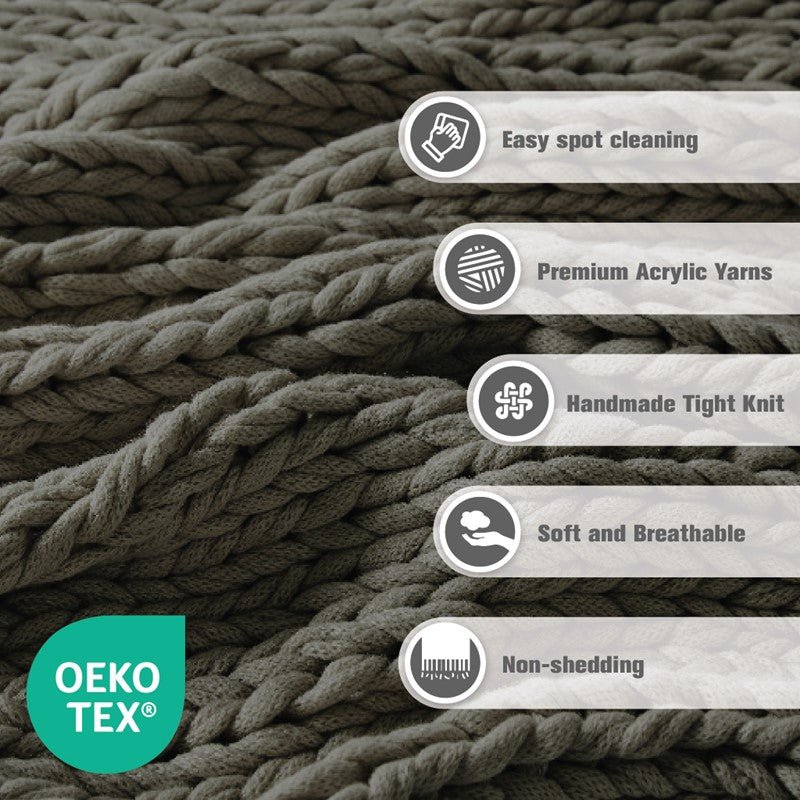 Madison Park Chunky Double Knit Handmade Throw Blanket - Charcoal - Quahog Bay Bedding