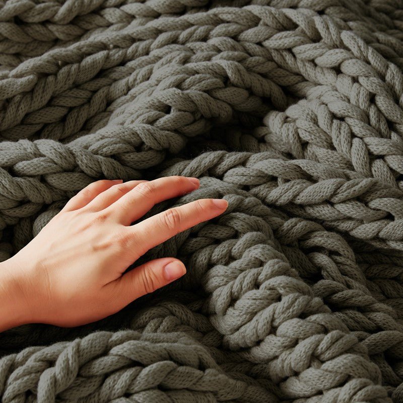 Madison Park Chunky Double Knit Handmade Throw Blanket - Charcoal - Quahog Bay Bedding