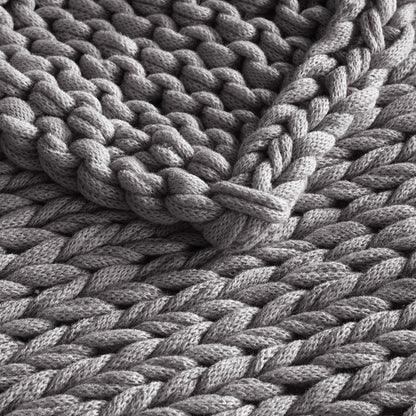 Madison Park Chunky Double Knit Handmade Throw Blanket - Charcoal - Quahog Bay Bedding