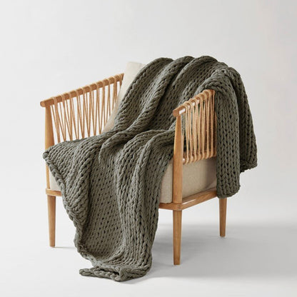 Madison Park Chunky Double Knit Handmade Throw Blanket - Charcoal - Quahog Bay Bedding
