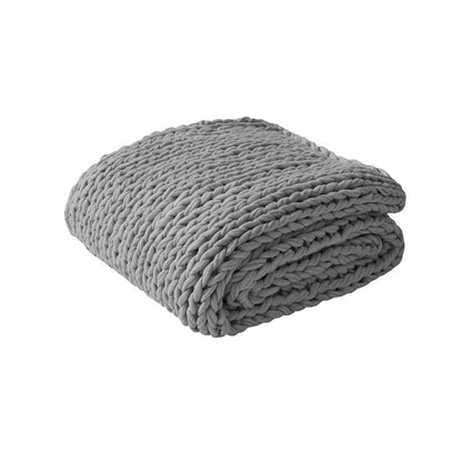 Madison Park Chunky Double Knit Handmade Throw Blanket - Grey - Quahog Bay Bedding