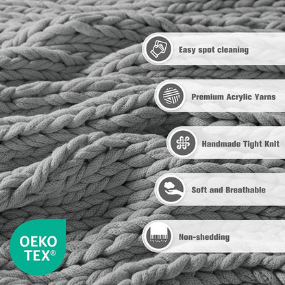 Madison Park Chunky Double Knit Handmade Throw Blanket - Grey - Quahog Bay Bedding