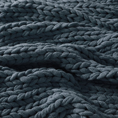 Madison Park Chunky Double Knit Handmade Throw Blanket - Indigo - Quahog Bay Bedding